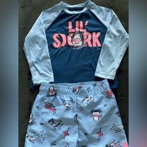 Hurley Boys’ Lil Shark Swim Top and Trunks Set. Size 2T. Used.